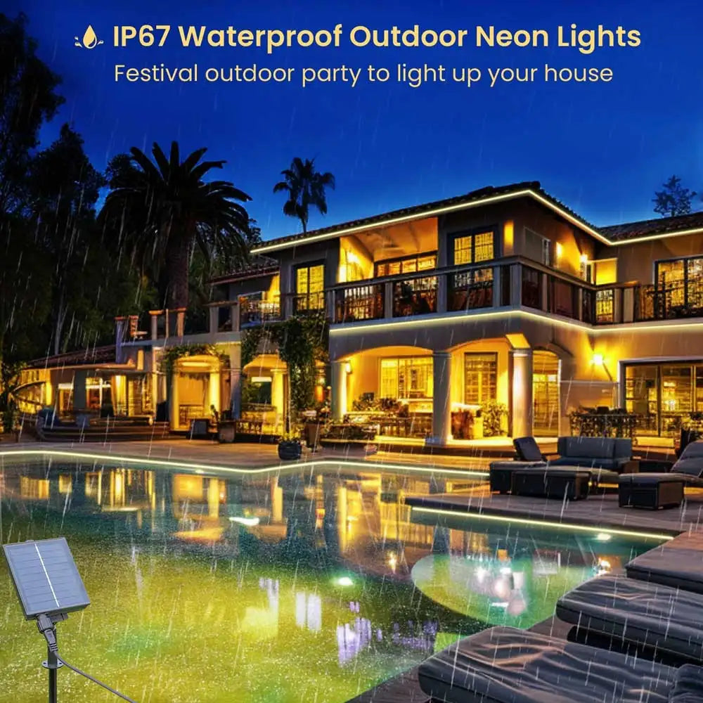 24V COB Solar Neon Light Strips DC 24V Flexible Lights Waterproof IP67 Warm White 1m 2m 3m 4m 5m LED Strip For Garden Decoration