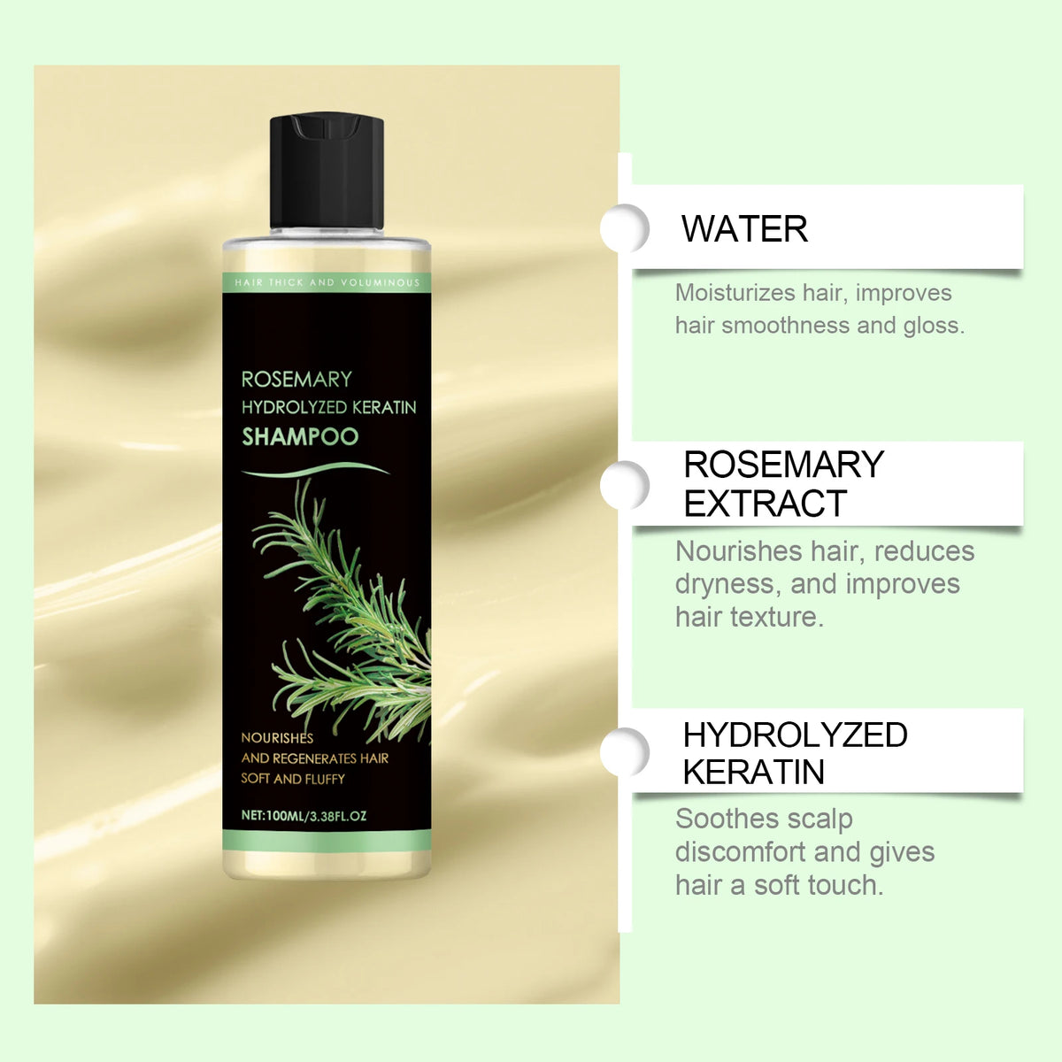 Rosemary Natural Shampoo Deep Cleanse Dandruff Nourish Scalp Repair Damaged Oil Control Hair Thickening Shampoo For Men & Women