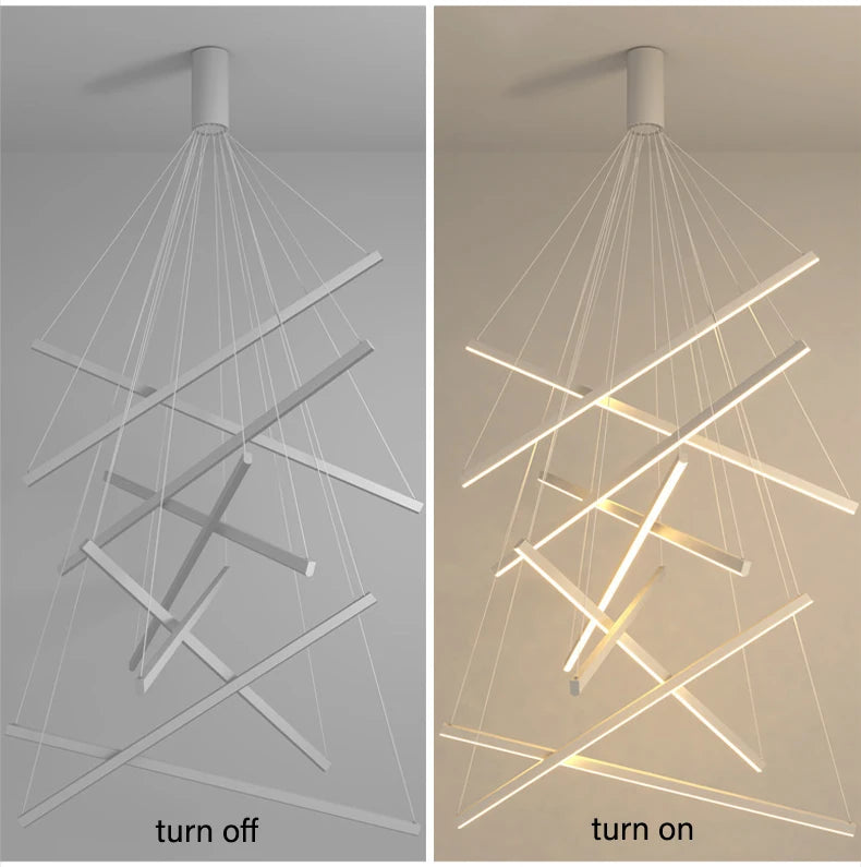 Modern LED Ceiling Chandelier Stair Living Room Pendant Lamp Kitchen Hall Hanging Light Indoor Home Decoration Lighting Fixture