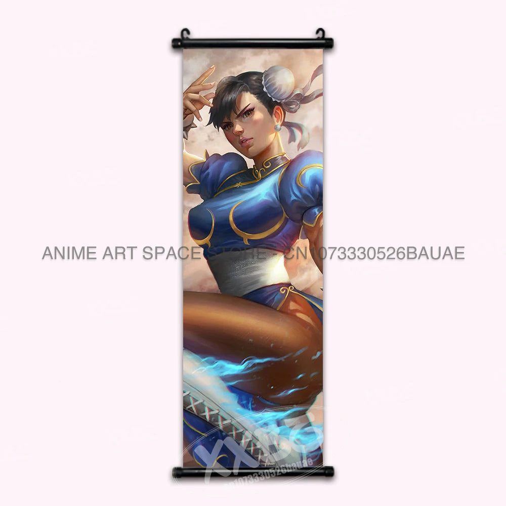 Street Fighter Hanging Painting Fighting Game Wall Artwork Gouken Scrolls Picture Sakura Kasugano Print Canvas Poster Home Decor