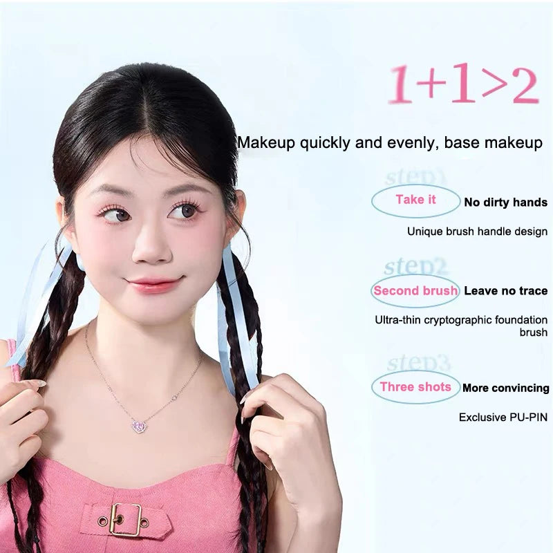 1/2 pcs Makeup Ultra-Thin Brush Set Foundation Brush With Traceless Sponge Powder Soft Puff Angled Head Makeup Brush Beauty Tool