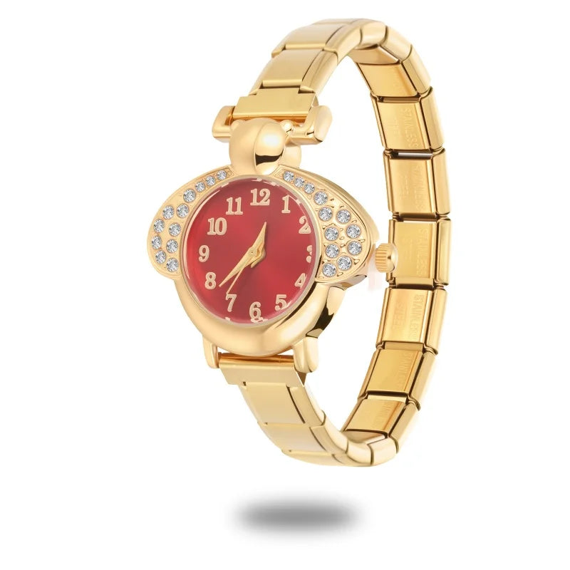 Irregular alloy case Arabic numeral classic dial Stars-shaped diamond-encrusted fashion Stainless Steel Bracelet ladies watch
