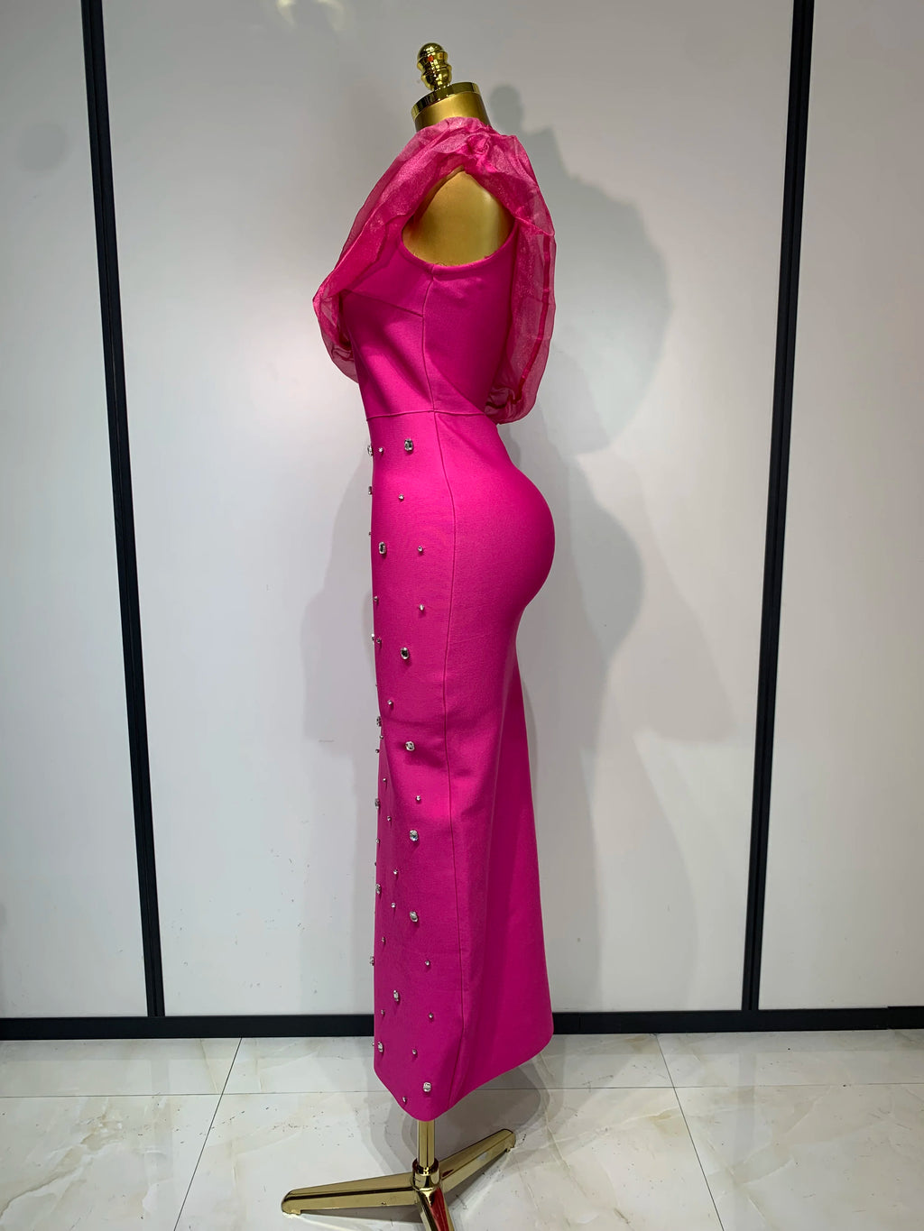 2025 Women Sexy One Shoulder Shinning Crystal Bodycon Bandage Long Dress Celebrate Festival Fashion Evening Party Luxury Dress