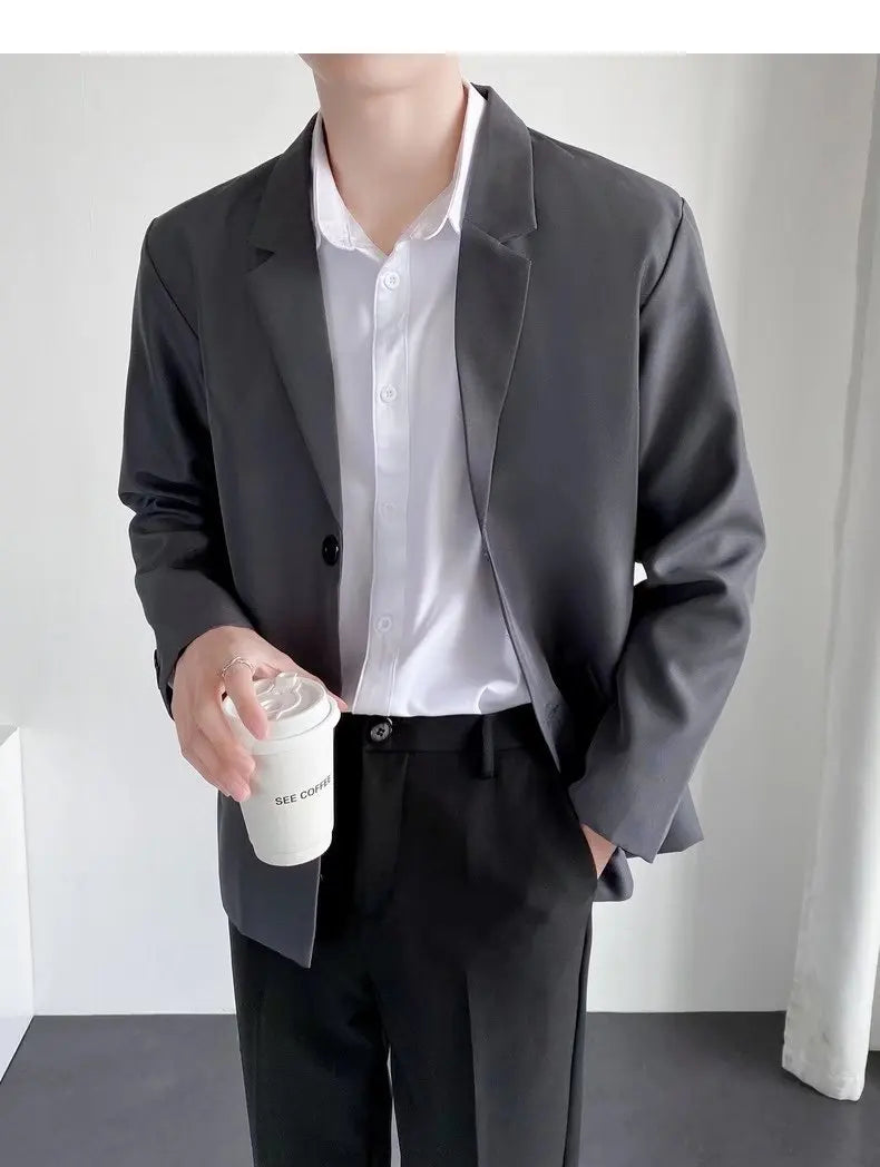 2025 men's spring and autumn casual suit jacket fashionable lightweight work office business slim fit Western style top