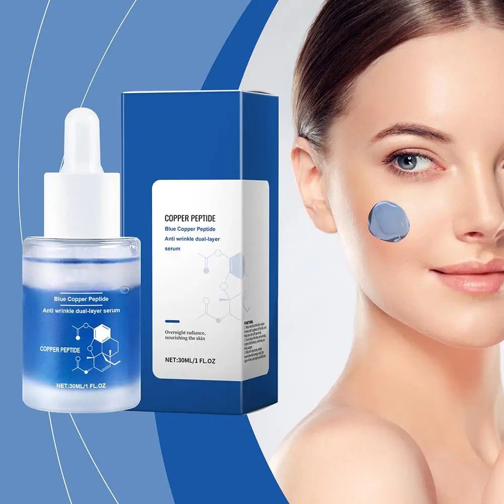 Blue Copper Peptide Face Serum Moisturizing Plumping and Radiant Skin Care Rejuvenation Repair Facial Essence