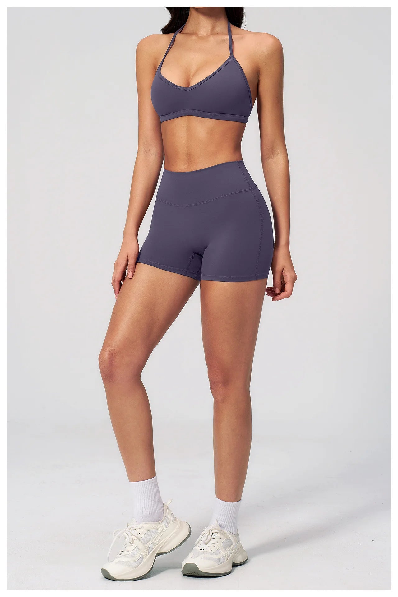 2 Pieces Yoga Set Women Tracksuit Backless Halter Tops High Waist Shorts Gym Suits Fitness Sportswear Workout Sets Athletic Wear