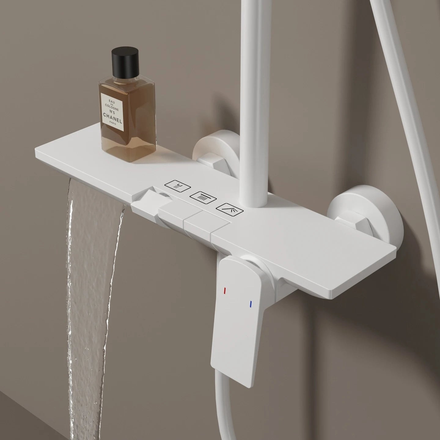 Hot Cold Piano Bathroom Shower System Set Brushed Rose Gold Waterfall Bathroom Faucet Rainfall Piano Bathroom Shower Set