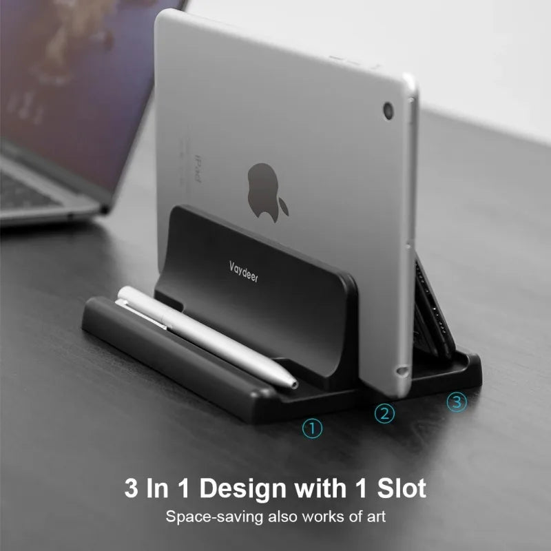 Universal Vertical Laptop Stand 3Slots Desk Laptop Holder Portable Laptop Docking Station Stand Adjustable Desktop Notebook Dock