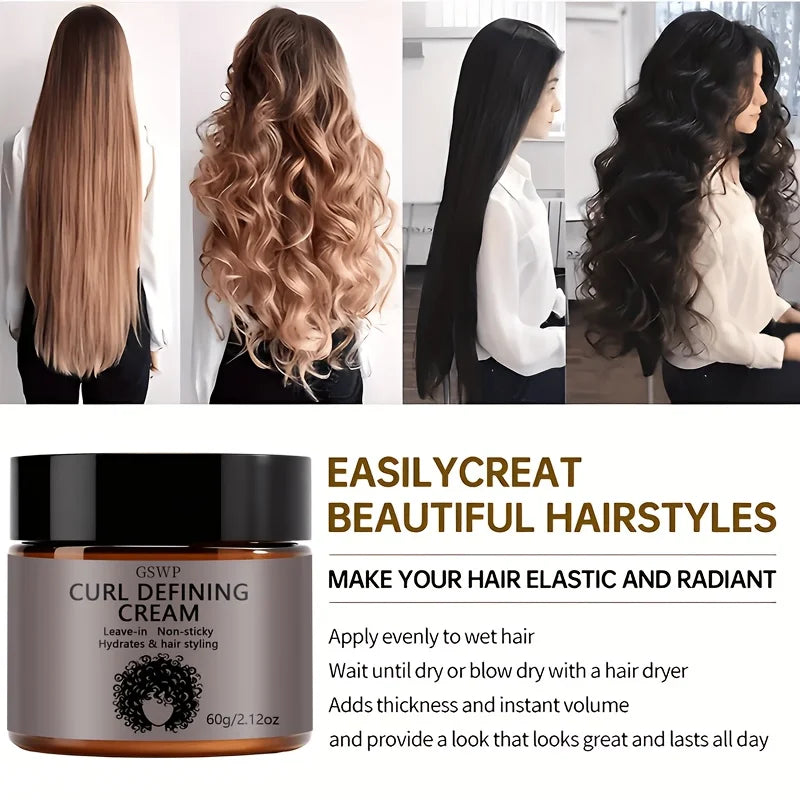 GSWP Curl Defining Cream. Contains Argan Oil. Sets Curls and Creates Perfectly Defined Waves. Controls Frizz. 60/120g