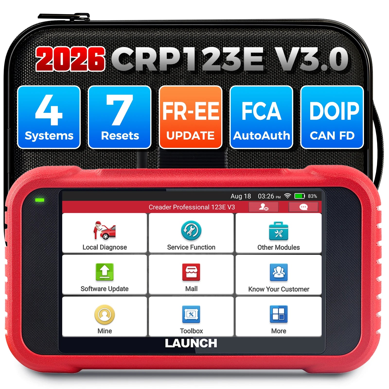 [Lifetime Free Update] 2026 LAUNCH X431 CRP123E V3.0 Car Diagnostic Tools ABS SRS AT ENG OBD2 Scanner Full OBD2 Functions