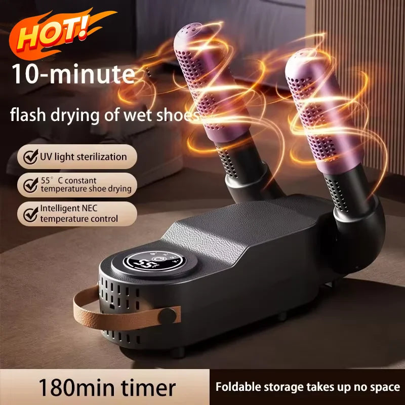 Intelligent Shoe Dryer Purple Light Deodorizing Portable Foldable Dryer Timer Autumn Winter Home Electric Foot Boot Dryer 2026
