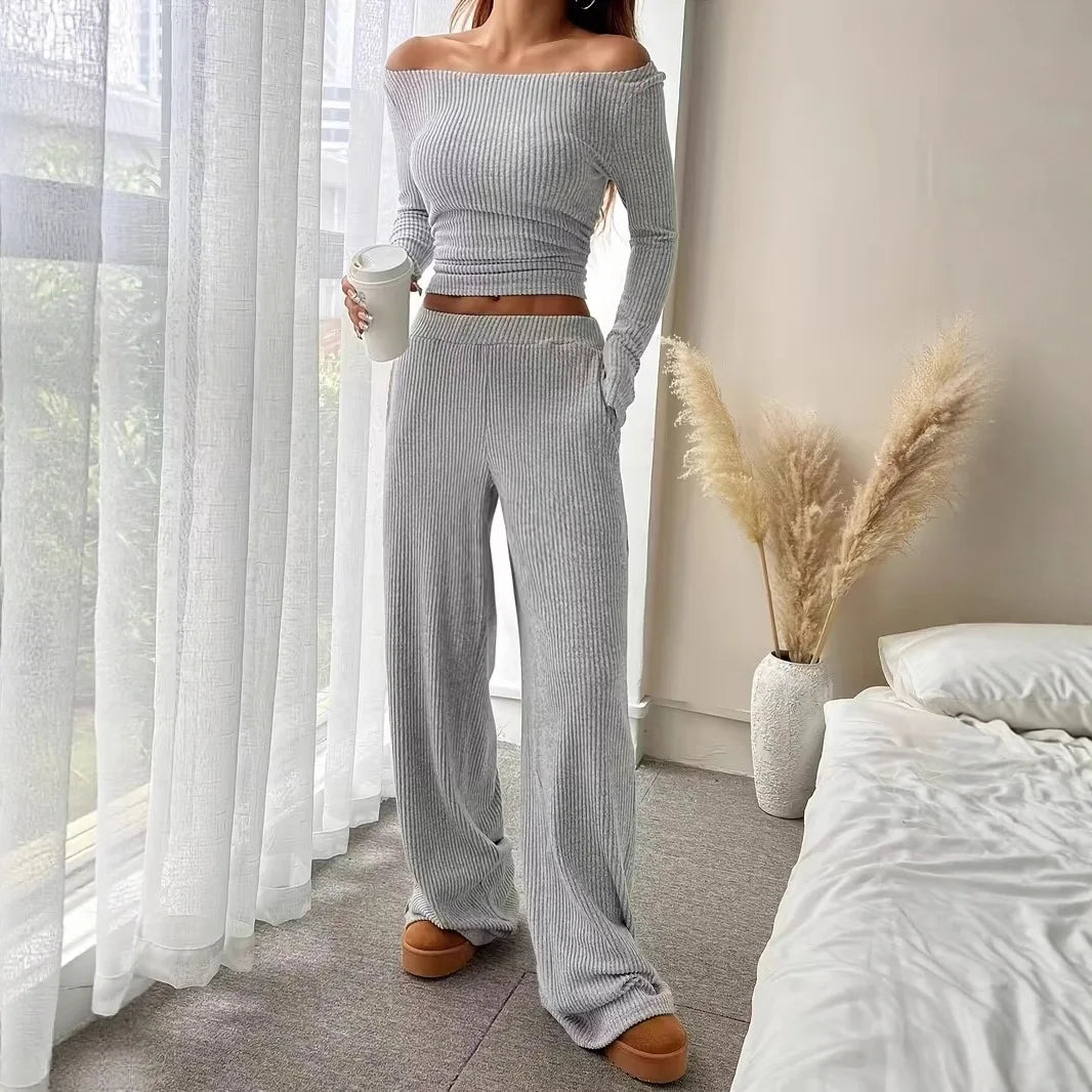 Casual Workout Two Piece Sets Woman Outfits Crop Long Sleeves Tops Long Pants Tracksuit Suit Summer And Fall 2026 New Lounge Set
