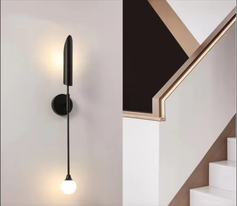 moderm luxury single double head wall lamp golden lnclined tube wall light Mirror light stair living room bedroom deco luminaire