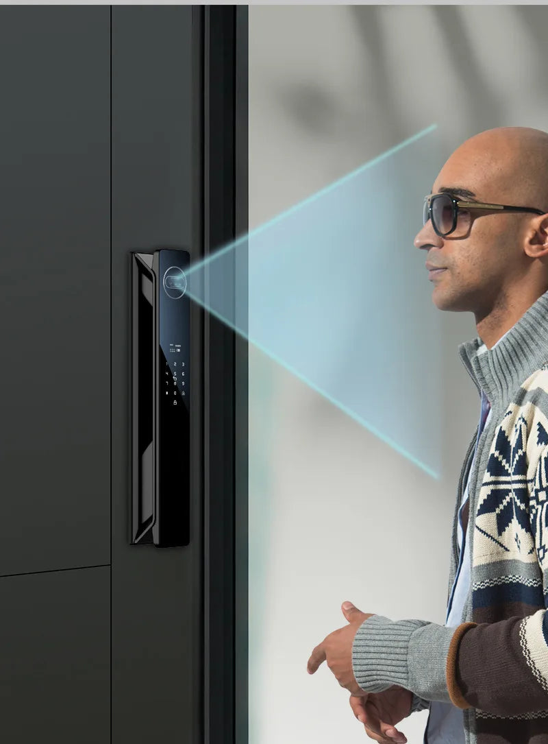 Visual Smart Door Lock 3D Face Recognition HD Indoor Screen Camera Monitoring WiFi App Remote Intercom Security Steel Door Cloud