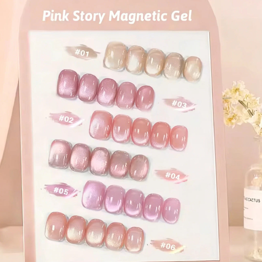 MIANEL 2026 10ML Lover Cat Eye Nail Gel Nude Pink with Sparkling Golden Light Glass Bead for Flattering Cat Eye Manicure