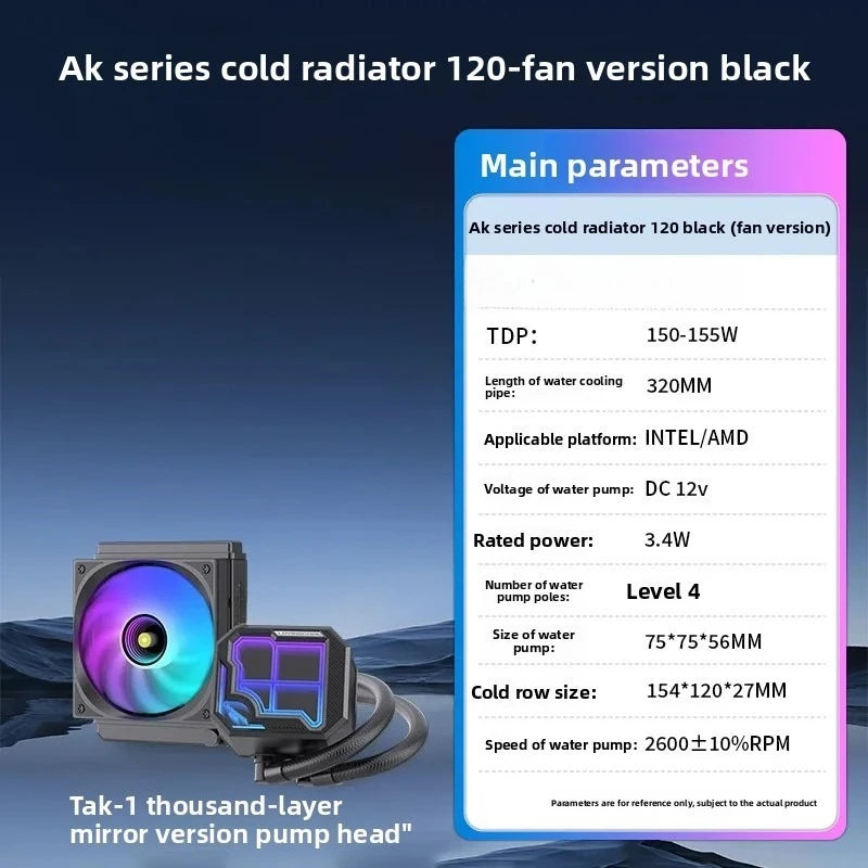 360 ARGB CPU Liquid Cooler with Segment Code Screen, Intelligent Temperature Display PC Radiator