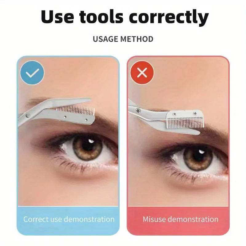Eyebrow Scissors for Men And Women Makeup Tools One Metal Texture with Comb Eyebrow Razor Beauty Scissors Stainless Steel