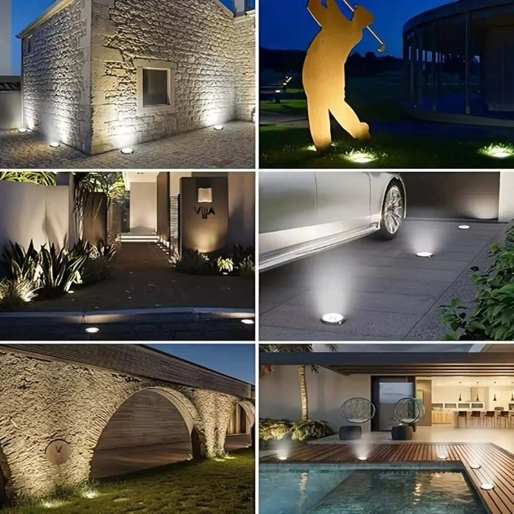 New Solar-powered Path Lights LED Stainless Steel Courtyard Lawn Lights Lighting Tools Garden Ground-mounted Light