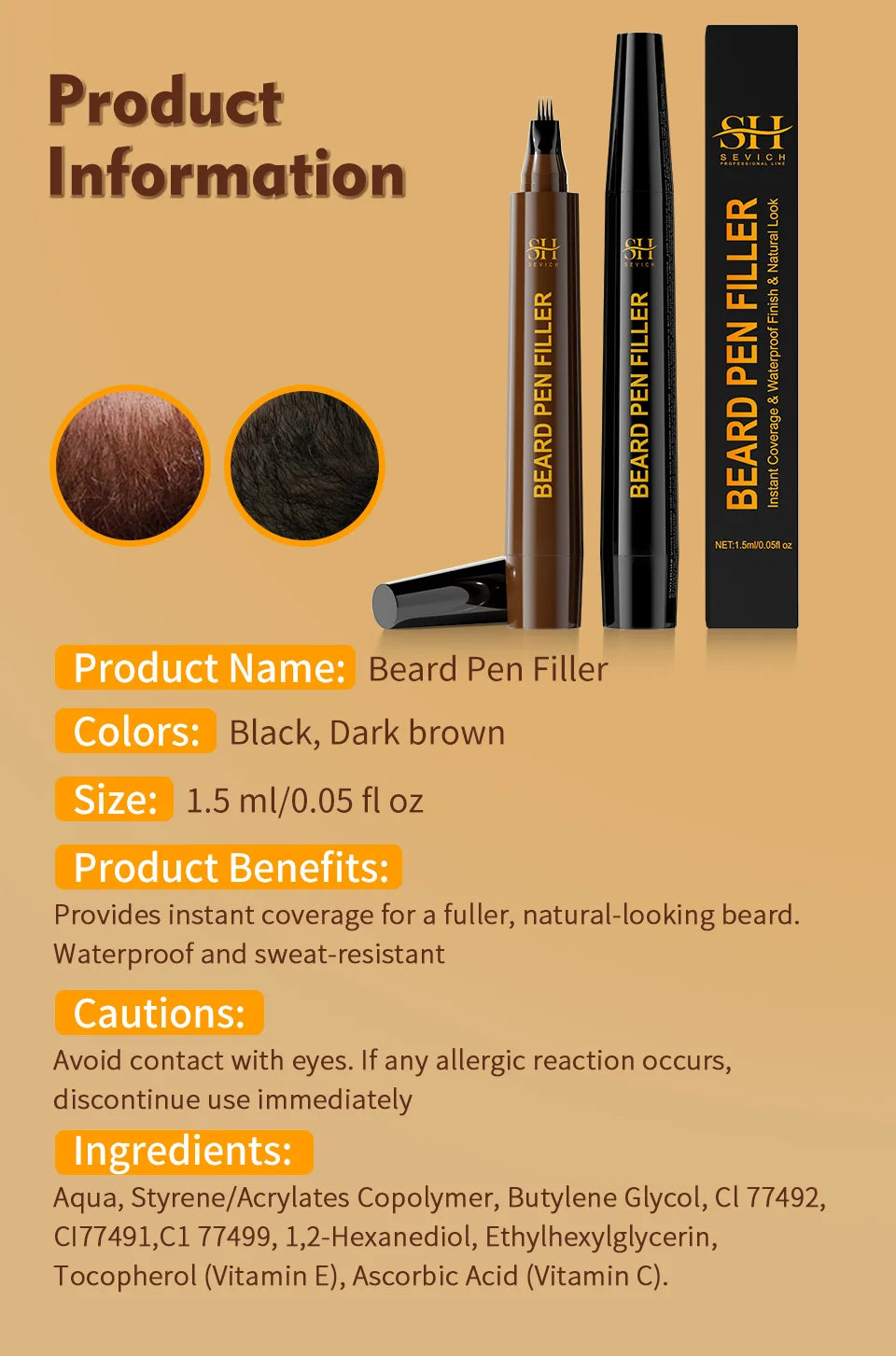 Fast Beard Filler Pen Beard Pencil Tools Natural for Men Styling Natural Hair Grower Beard Growth Pencil Waterproof Cosmetics