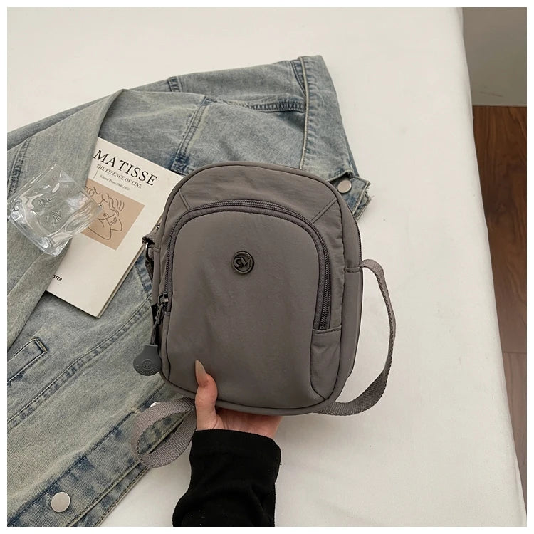 Waterproof Nylon Mobile Phone Bag Portable  Three-Layer Coin Purse Crossbody Bag for Youth Casual Simple Style Functional...