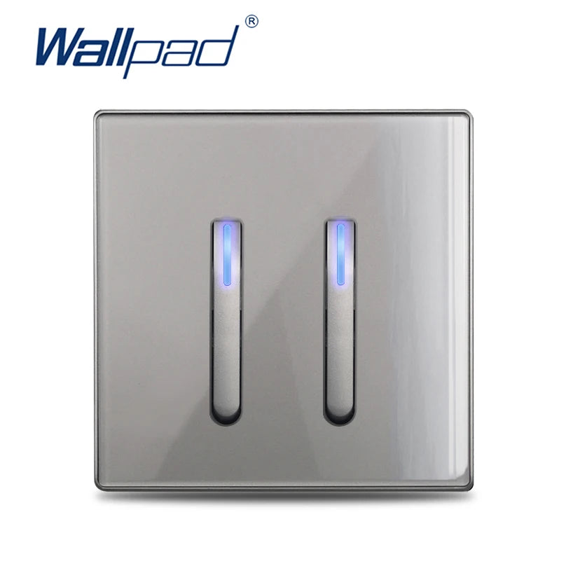 Wall Switch Light Switch 1 2 3 4 Gang Piano Button 1 Way 2 Way White Black Gray Gold Tempered Glass Panel L6