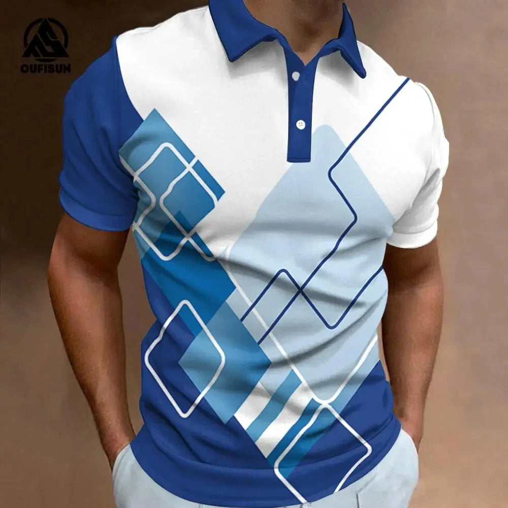 Fashion Men's Polo Shirt Summer Casual Short Sleeve Buttons Tops New Street Sports Style Oversized Clothing Pullover Golf Wear