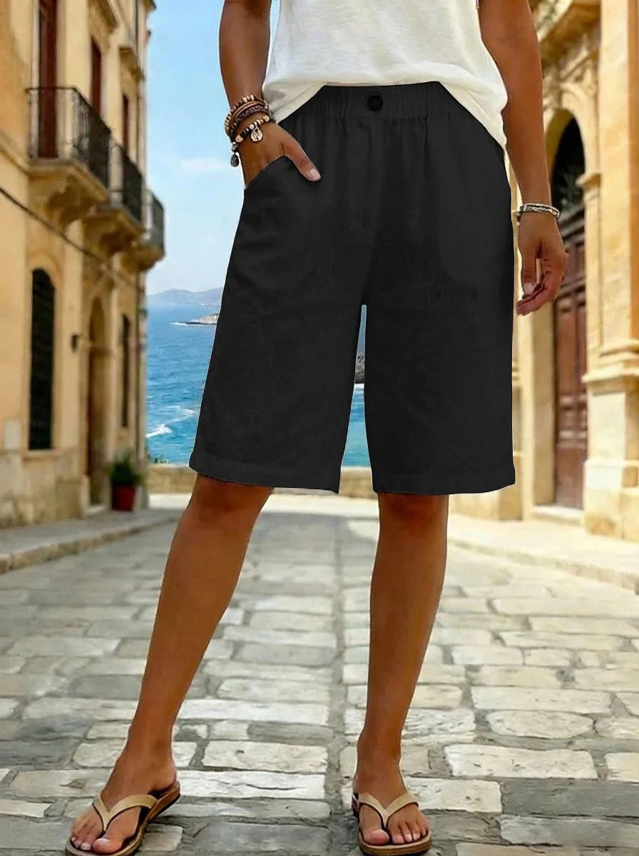 Women's 2026 Summer Mid Waist Casual Shorts – Solid Color Daily Bottoms, Comfortable Loose Fit Summer Pants