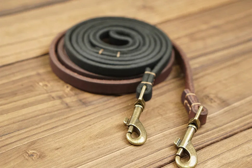 2025 New Top Grain Leather Dog Leash Genuine Cowhide Traction Rope Durable Pet Tether for Small to Medium Sized Pets