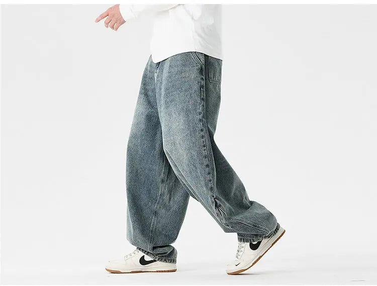 Streetwear Men Wide Leg Denim Pants Harajuku Baggy Jeans Male Casual Oversized Jean Trousers Men Fashion Large Size 5XL