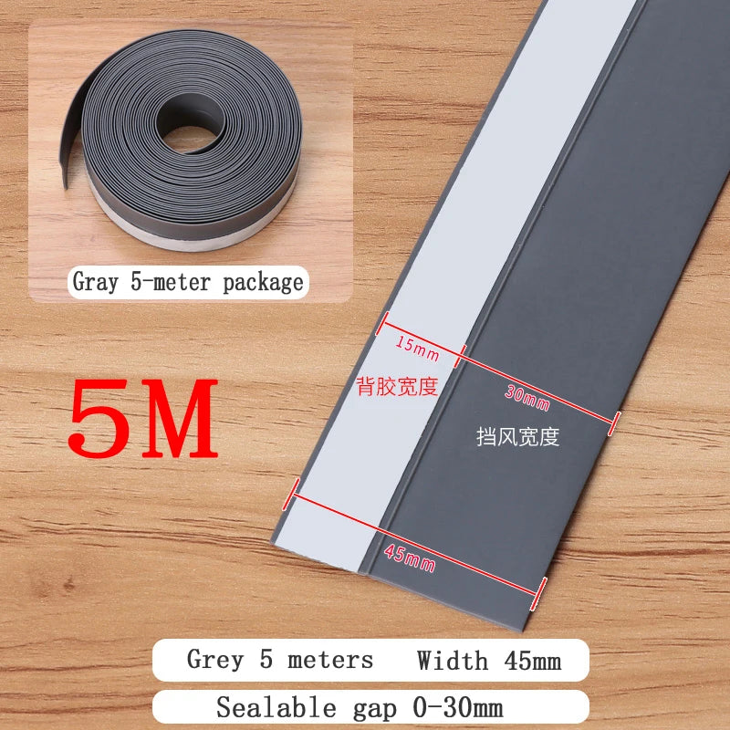 5M Shower Room Glass Door Sealing Strip Window Windproof Strip Warm Bathroom Door Lower Water Blocking Adhesive Strip