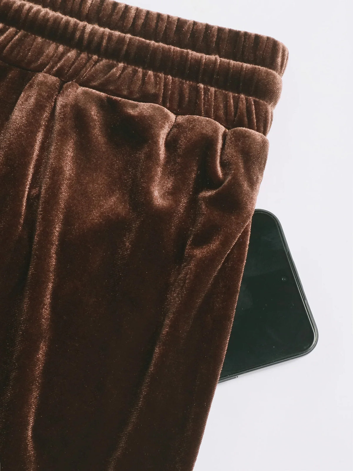 Women Velvet 2 Piece Outfit Asymmetrical Off Shoulder Long Sleeve Ruched Top & Drawstring Wide Leg Pants Set