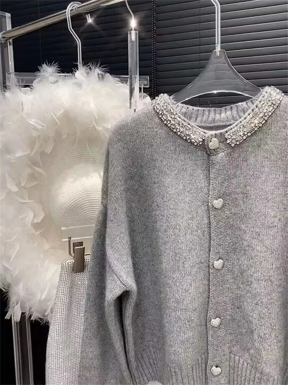 2025 Women Clothing Oversized Cardigan Jackets Diamond O-neck Vintage Casual Knitted Sweater Tops Pull Femme Cardigans Sweater