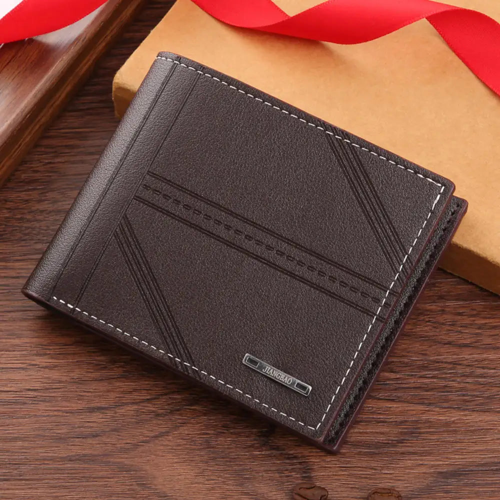 Coin Purse  Men'S Short Wallet Bifold Wallet Slim Pu Leather Wallet For Pocket Carry Gifts Daily Use