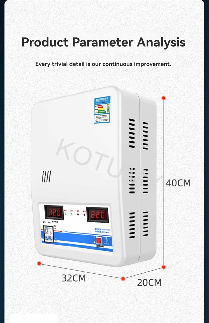 Voltage Stabilizer 220V Automatic Household High-Power 15kw Pure Copper Low-Voltage Air Conditioner Special Voltage Regulator
