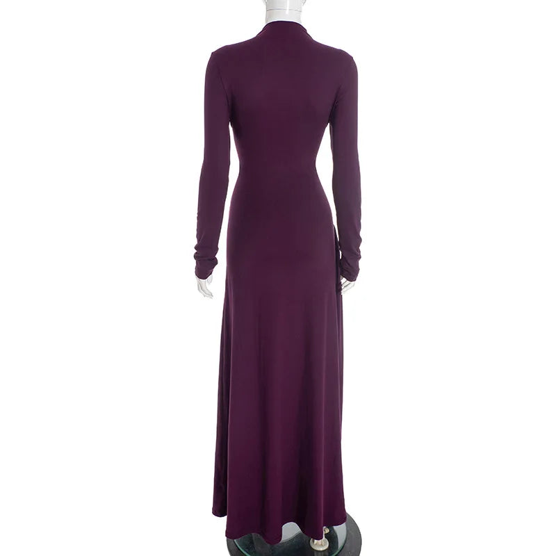 Nsauye Women Vintage Sexy New Fashion Night Club Evening Party Maxi Dress Long Sleeve 2025 Winter Holiday Elegant Bodycon Dress