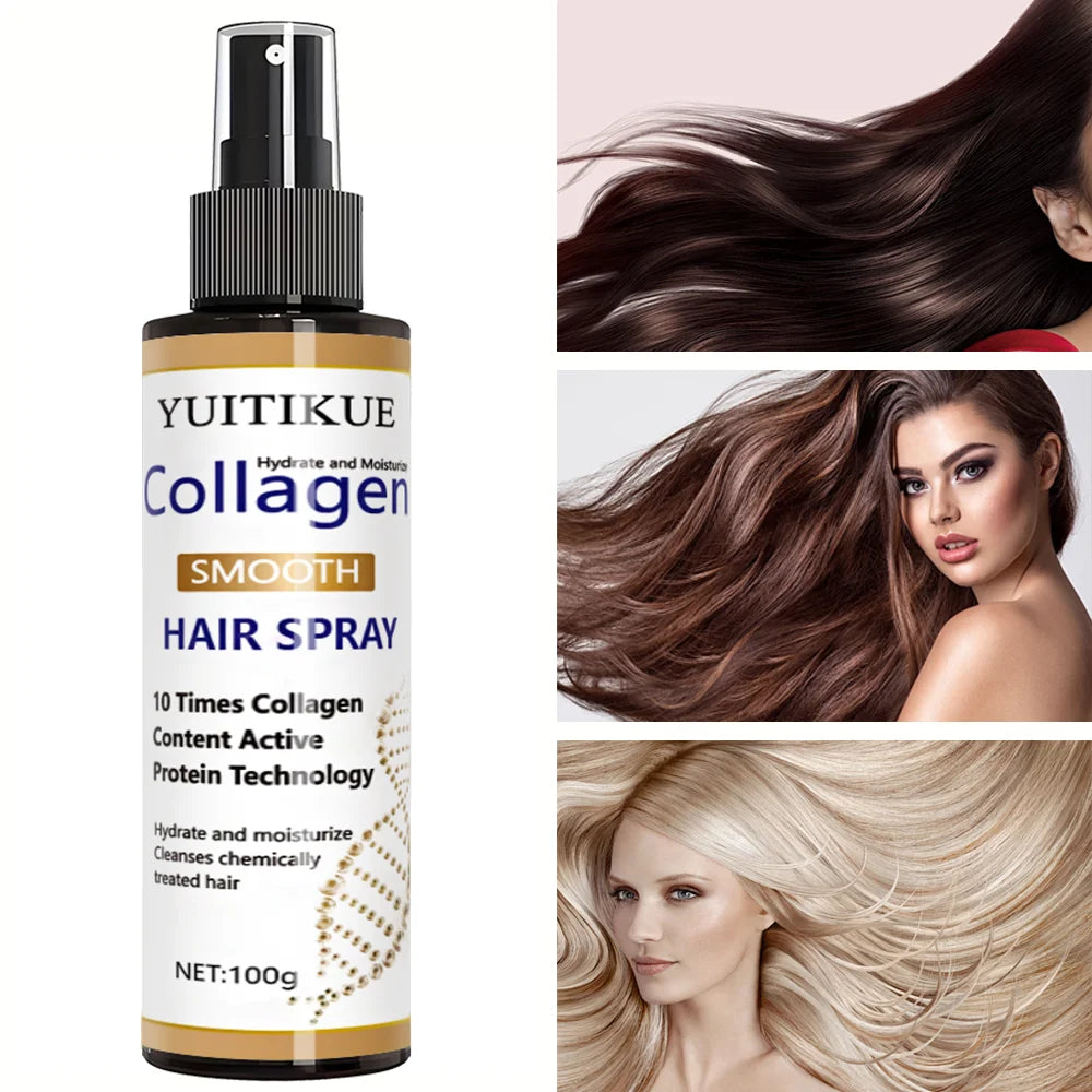 YUITIKUE Collagen Smooth Hair Spray | Hydrate, Moisturize & Repair For Chemically Treated, Dry Hair 100ml