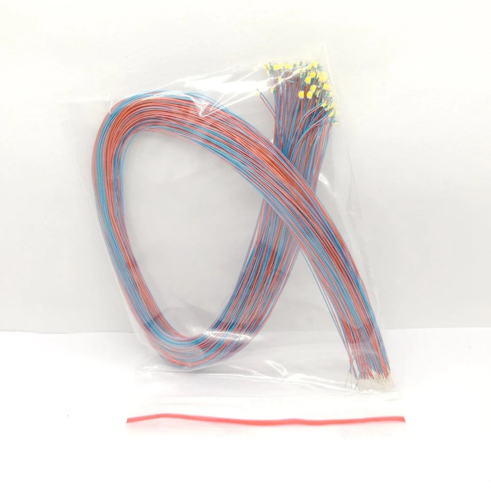 50pcs/bag 0402 0603 0805 1206 SMD Lamp Wired Micro Litz Led Pre-Soldered Chip Wired 30cm 3V DIY Railway Models Scenes Toy Light
