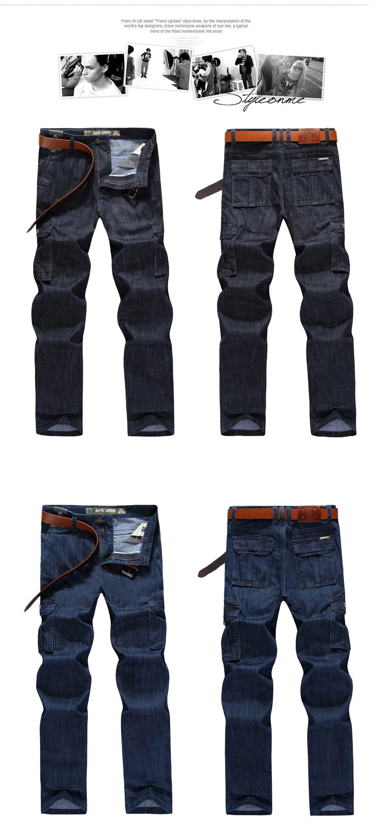High Quality Men's Jeans Multi Pocket Denim Cargo Pants Oversized Casual Pants Men Clothing Loose Trousers 29-44