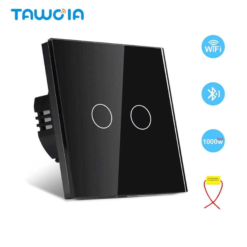 TAWOIA Wifi Touch Light Switches 1/2/3/4Gang Smart Wall Switch Tuya Smart Life Alexa Voice Control With Capacitor L/N1000W