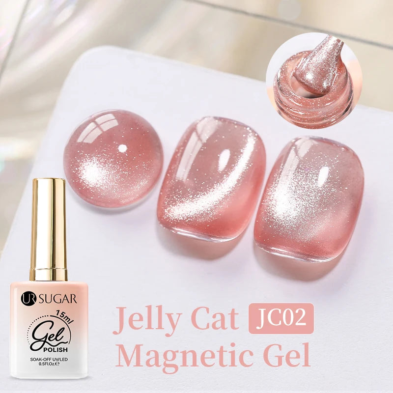 UR SUGAR 15ml Cat Magnetic Gel Jelly Glass Full Coverage Varnis Magnetic Gel Soak Off UV LED Gel Autumn Winter Xmas Manicure