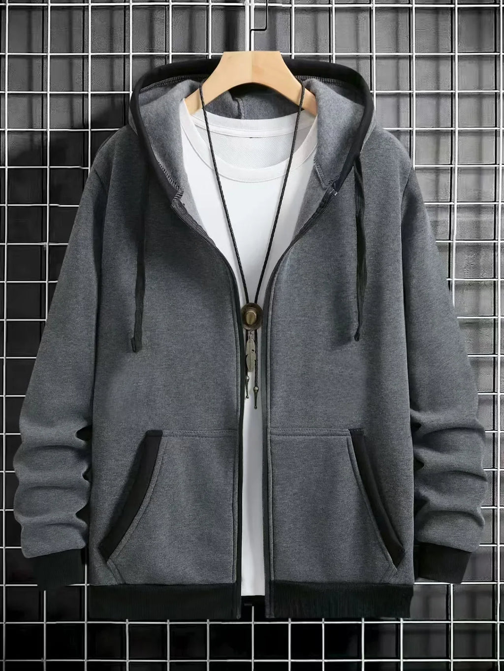 Spring and Autumn Men's Zipper Jacket Warm Windproof Hoodies Thickened Cardigan Sports Long Sleeve Sweatshirts Hooded Coat