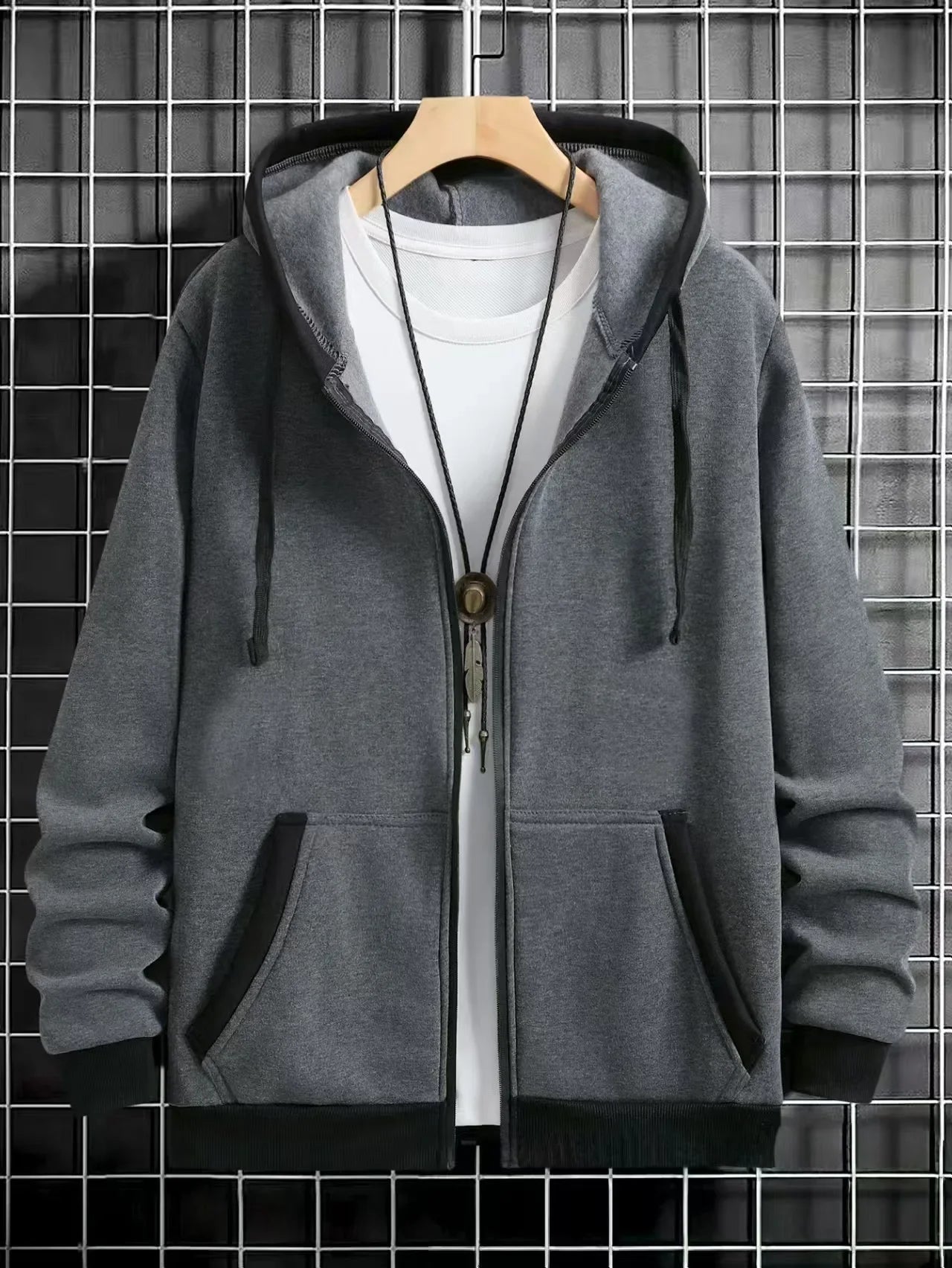 Spring and Autumn Men's Zipper Jacket Warm Windproof Hoodies Thickened Cardigan Sports Long Sleeve Sweatshirts Hooded Coat