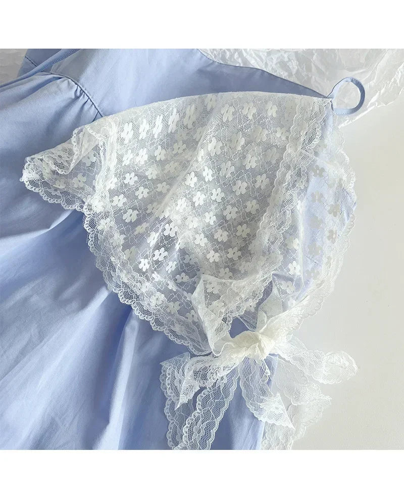 Summer Headwear Headdress with French Pastoral Triangle Hair Scarf Women Girls Lace Band