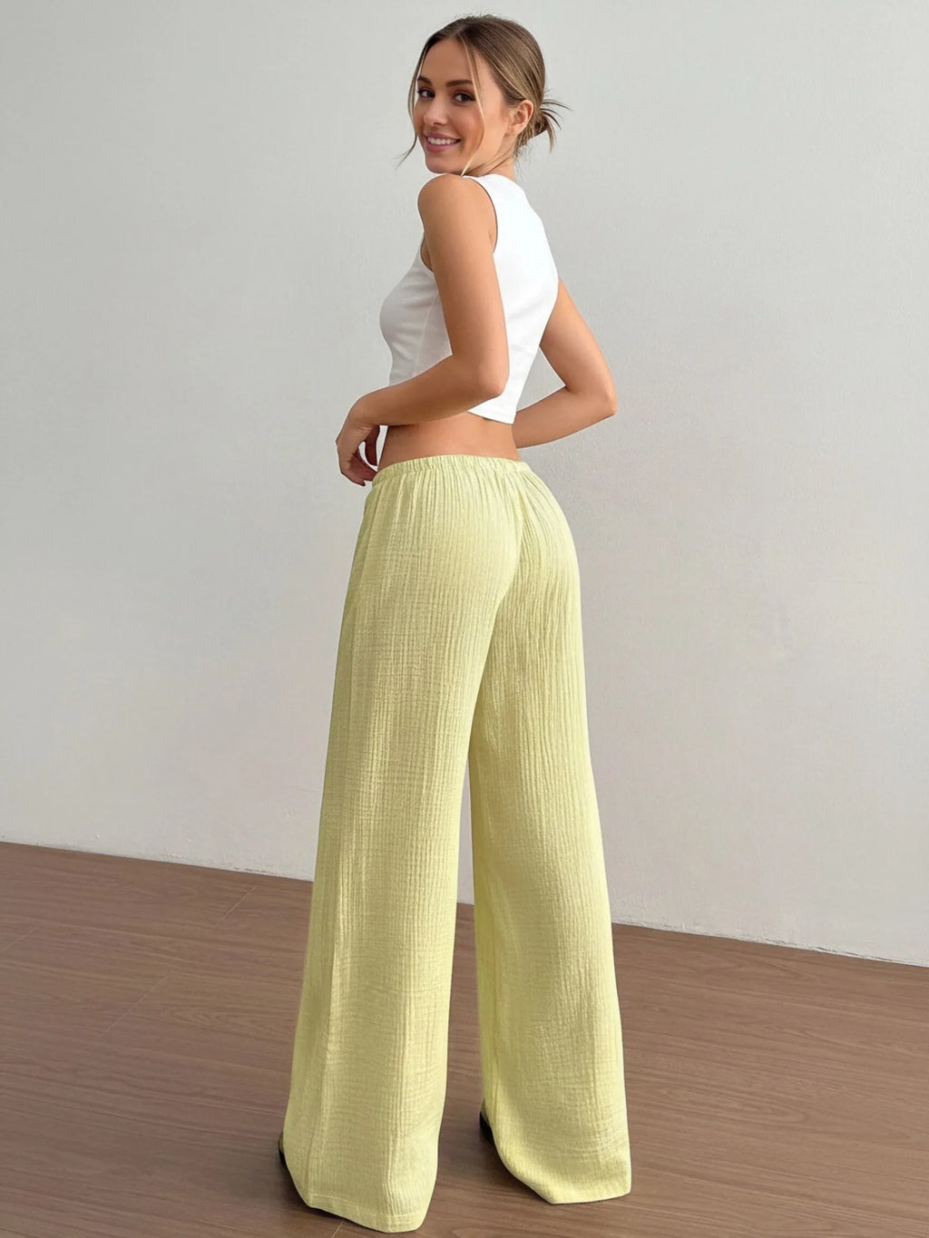Summer Thin Texture Loose Pants Women High Waist Wide Leg Pants Women Casual Lazy Style Comfortable Breathable Trousers Women