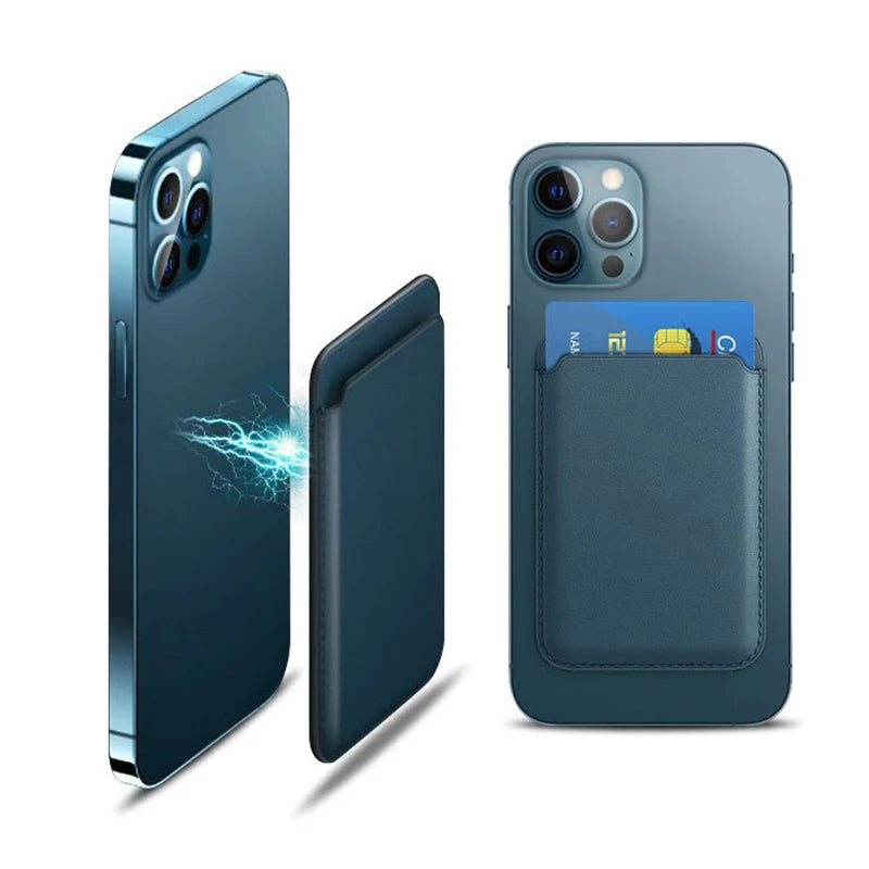 Women Man Leather Soft Card Wallet Phone Card Holder for MagSafe Magnetic Case Suitable for All iPhone Cases Card Phone Back Bag