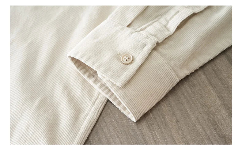 DUKEEN Corduroy Stand Collar Long Sleeve Shirt for Men 100% Cotton Spring and Autumn Casual Men's Clothing