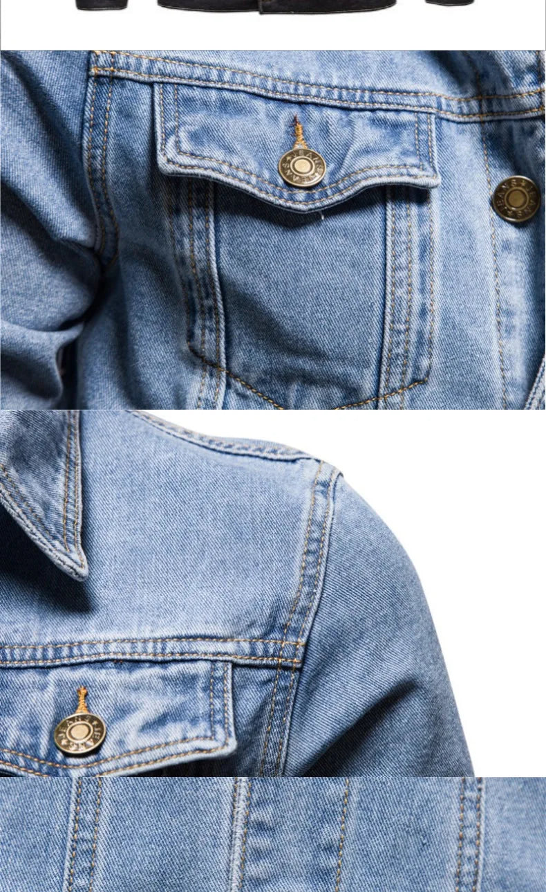 New Spring-autumn-winter Men's Denim Jacket, Japanese-style Casual, Youthful and Trendy Workwear Denim Coat, Men's Clothing