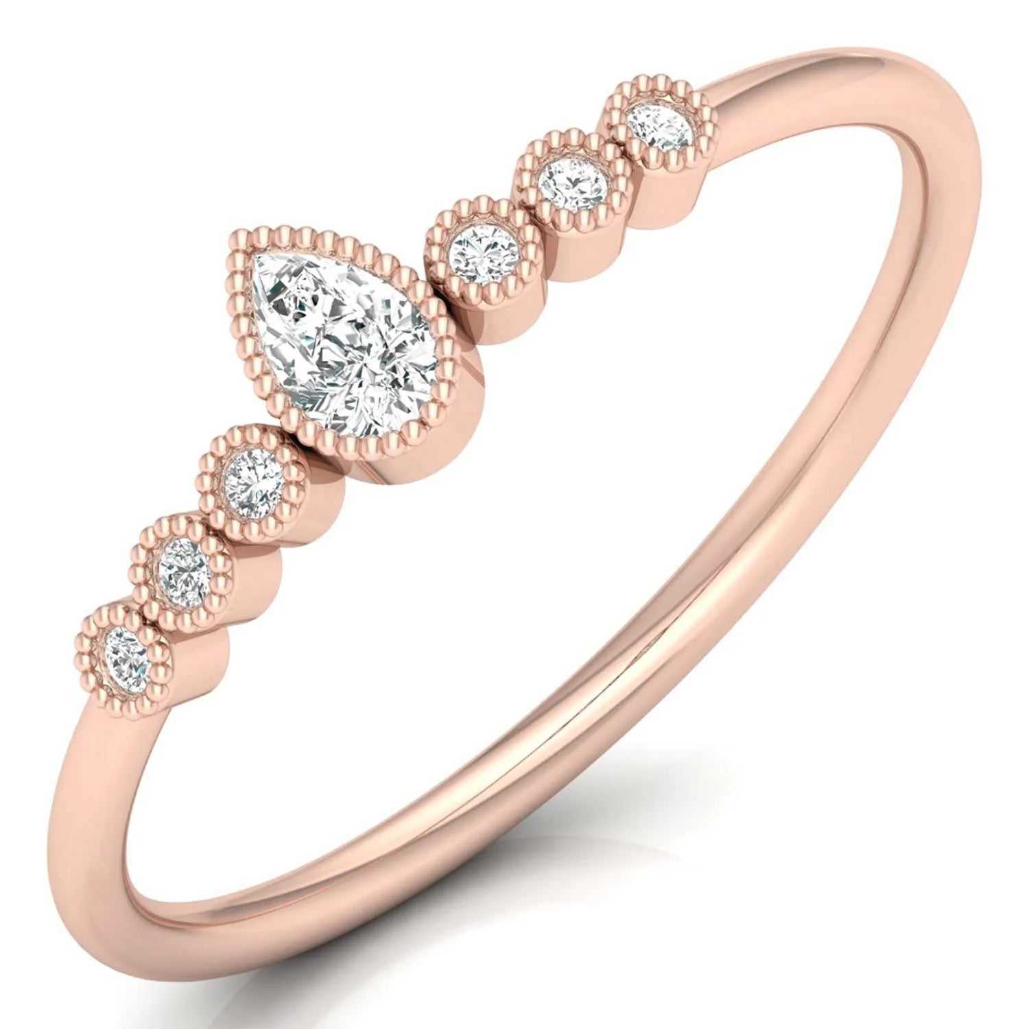 10K 14K 18K Solid Gold Pear Lab Grown Diamond Solitaire Ring Bulk Wholesale Jewelry Loose Round Diamond Wedding Ring For Women