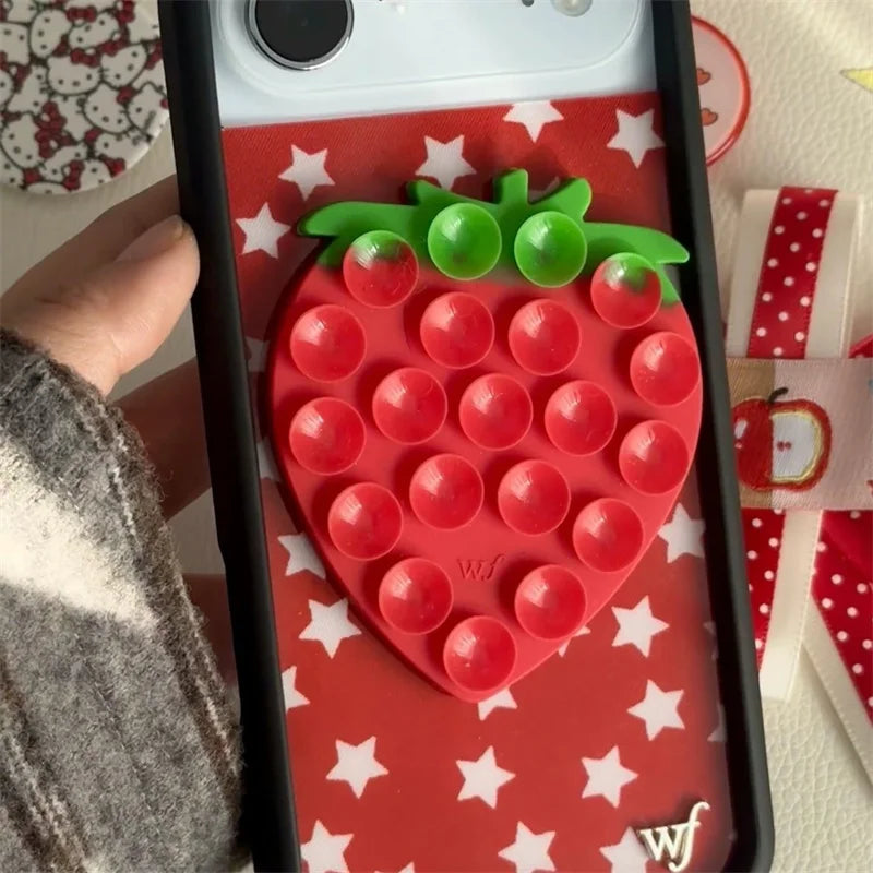Wildflower Strawberry star Pink Love Heart Silicone Suction Multifunctional Suction Cup Stand Anti-Slip wf Mount Back Sticker﻿﻿