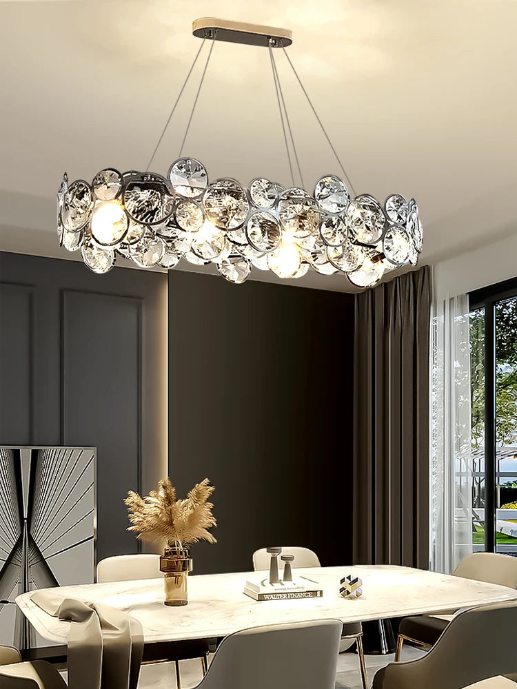 Modern Crystal Chandelier Luxury Villa Living Room Bedroom Dining Room Kitchen Modern LED Ceiling Hanging Lamp